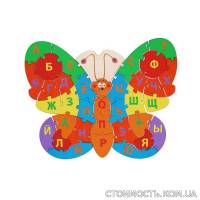 Детский деревянный пазл бабочка с алфавитом | Стоимость, прайс-листы и цены в городе Харьков