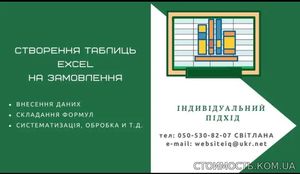 Програміст Excel/складання формул/обробка даних/автоматизований збір. | Стоимость, прайс-листы и цены в городе Одесса